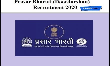 Prasar Bharati Recruitment 2020: Check Details Here